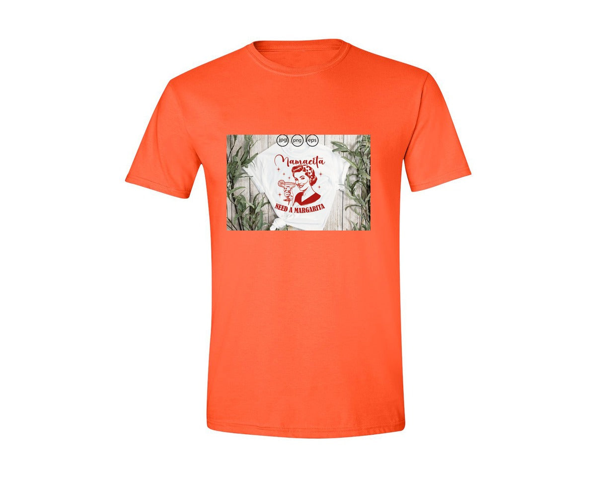brand:Generic|color:Orange|Mamacita Needs A Margarita 26 Graphic T-Shirt