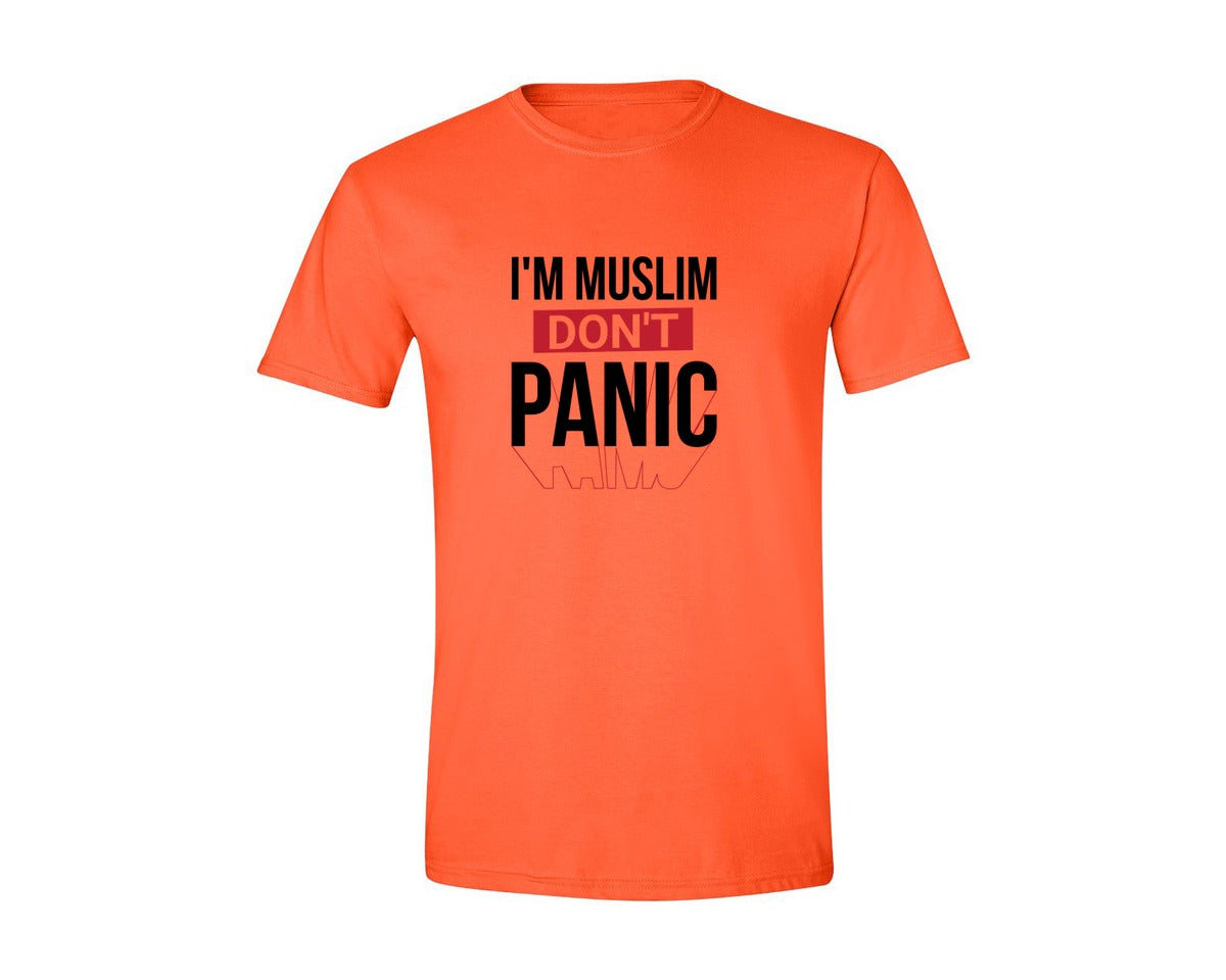 brand:Generic|color:Orange|Im Muslim Dont Panic Muslim Quote Is Graphic T-Shirt