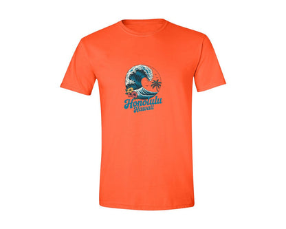 brand:Generic|color:Orange|Honolulu Hawaii Beach Aloha Summer Graphic T-Shirt