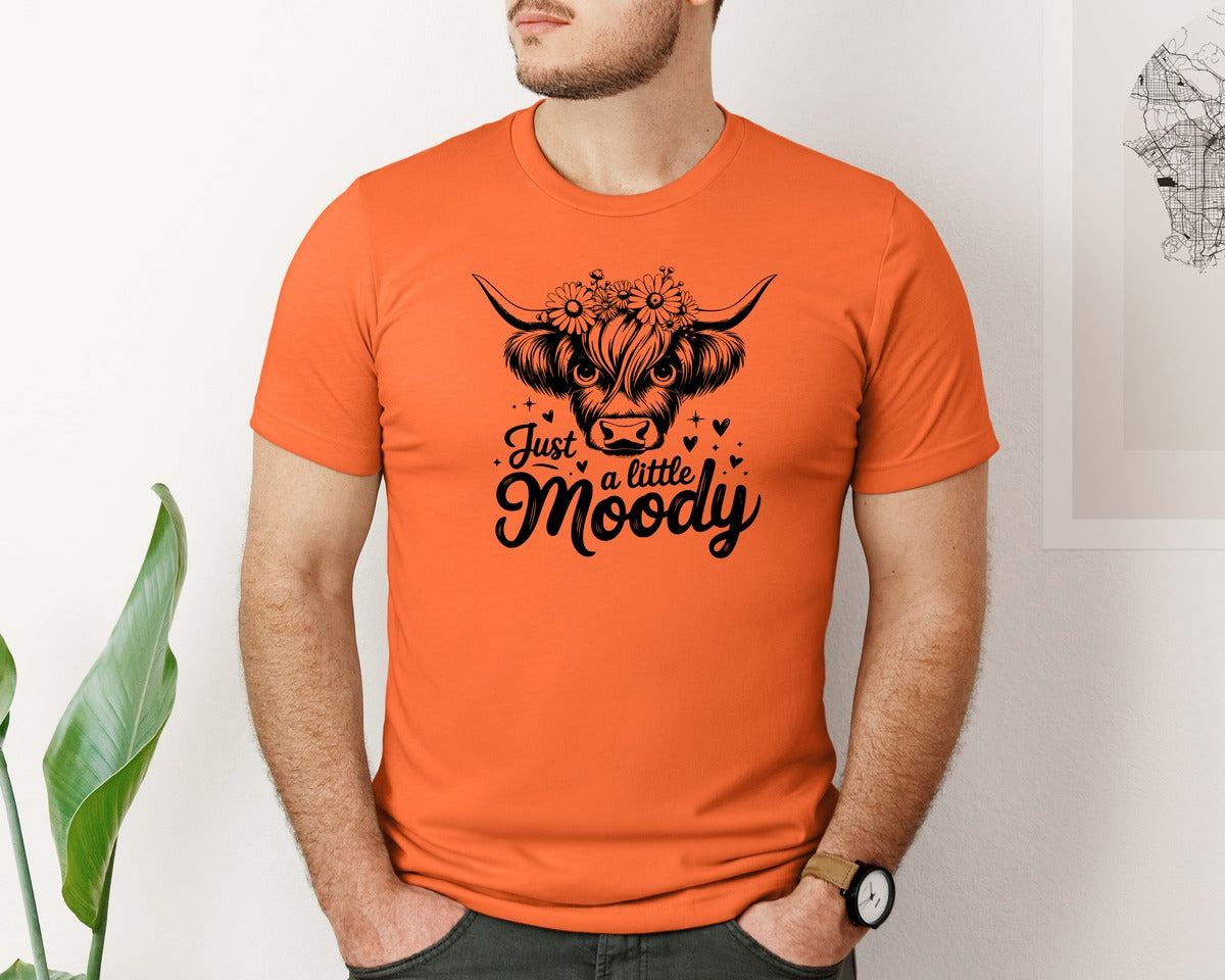 brand:Bella Canvas|color:Orange|Just A Little Moody T Shirt Design Graphic T-Shirt