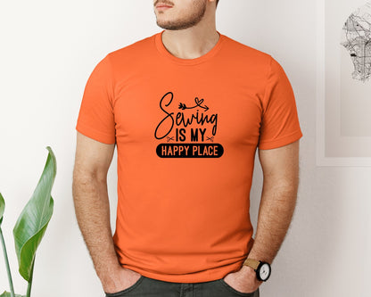 brand:Bella Canvas|color:Orange|Sewing Is My Happy Place 36 Graphic T-Shirt