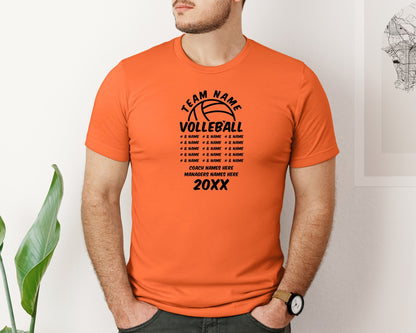 brand:Bella Canvas|color:Orange|Volleyball Team Volleyball Team Graphic T-Shirt