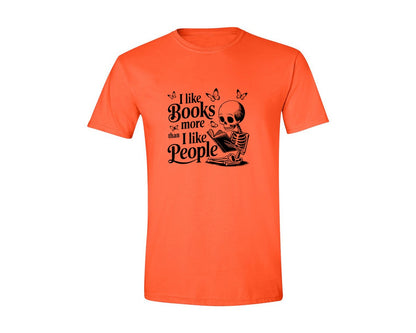 brand:Generic|color:Orange|I Like Books More Than I Like People 3 Graphic T-Shirt