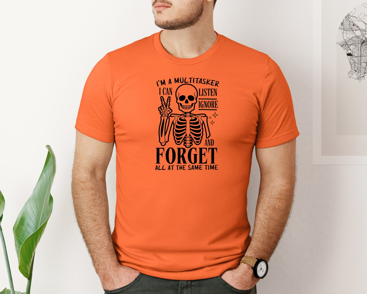 brand:Bella Canvas|color:Orange|Im A Multitasker Office Humor Graphic T-Shirt