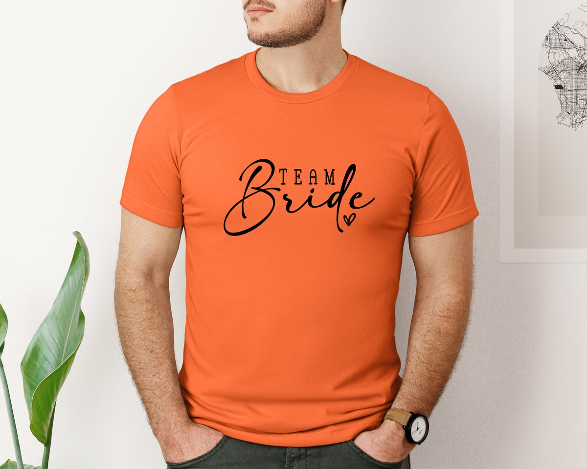 brand:Bella Canvas|color:Orange|Team Bride Bridal Party Graphic T-Shirt