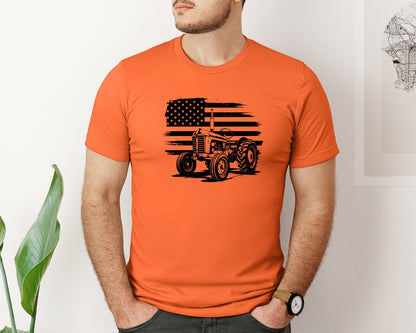 brand:Bella Canvas|color:Orange|Tractor Flag Vector T Shirt Design Graphic T-Shirt