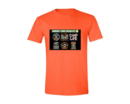 brand:Generic|color:Orange|Retro Camping Life Set Graphic T-Shirt