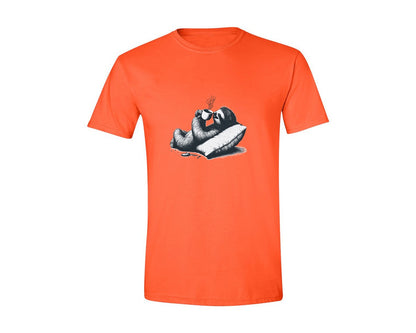 brand:Generic|color:Orange|Sloth Lying And Drink Coffee Shirt Graphic T-Shirt