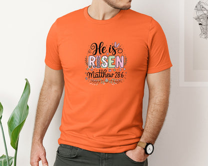 brand:Bella Canvas|color:Orange|Religious Easter Graphic T-Shirt