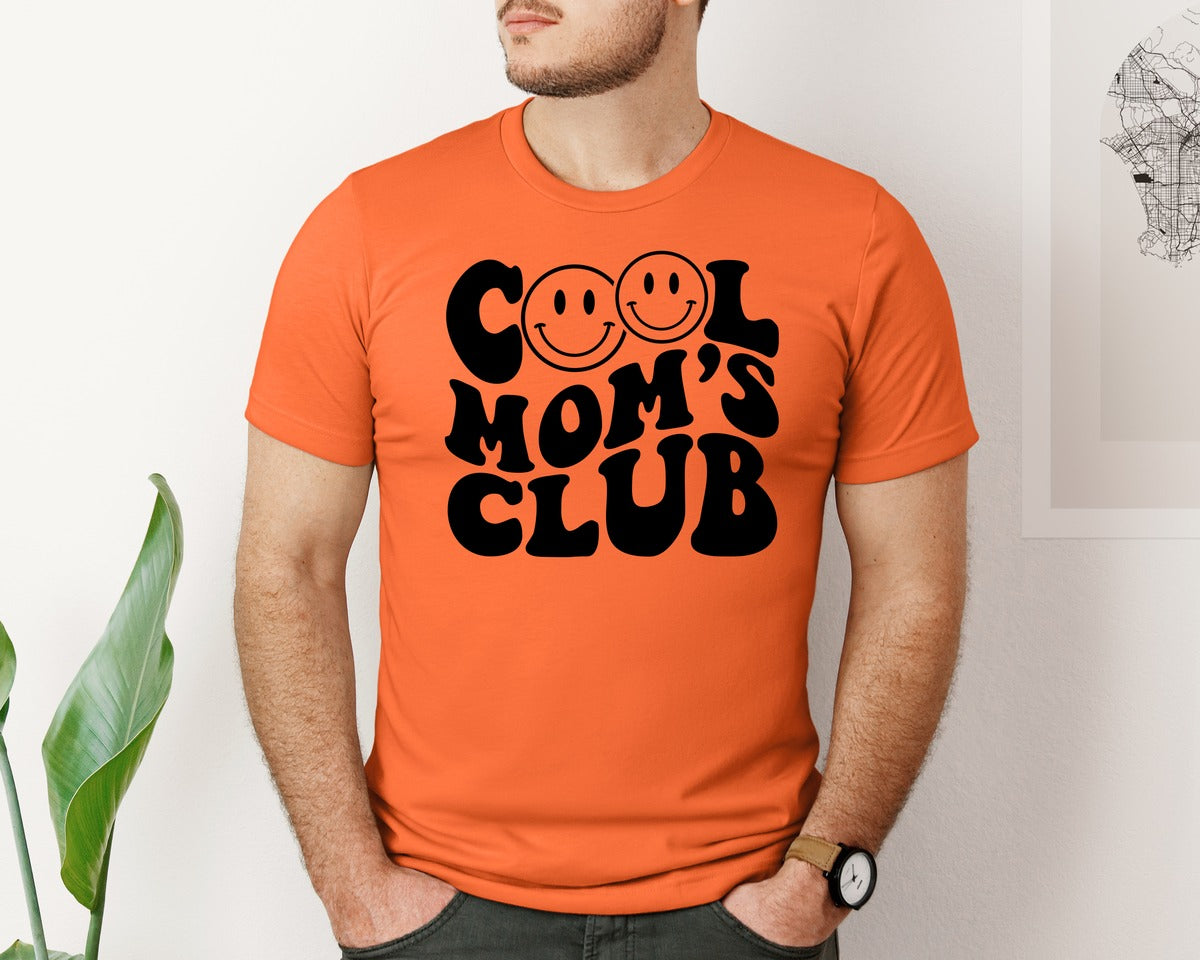 brand:Bella Canvas|color:Orange|Cool Moms Club Wavy 2 Graphic T-Shirt