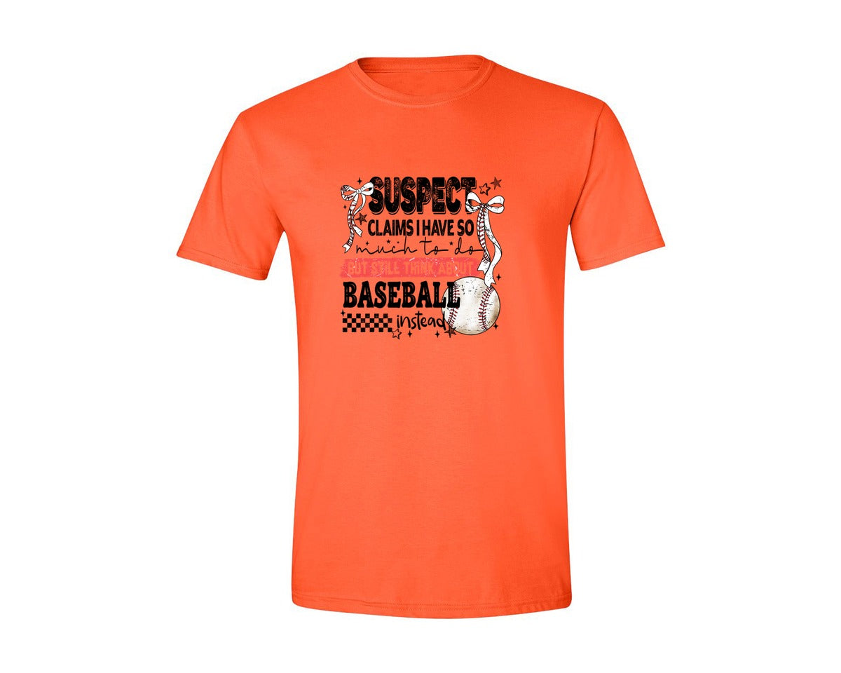 brand:Generic|color:Orange|Baseball Bow Mom Quote Retro Distressed Graphic T-Shirt