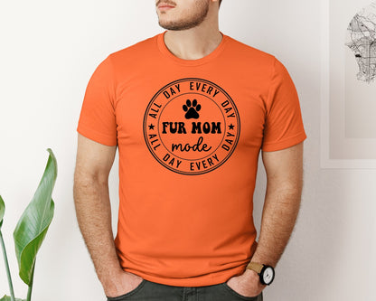 brand:Bella Canvas|color:Orange|Fur Mom Funny Dog Mom Shirt Graphic T-Shirt