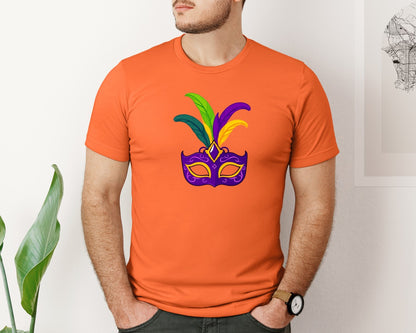 brand:Bella Canvas|color:Orange|Mardi Gras Mask T Shirt Design 4 Graphic T-Shirt