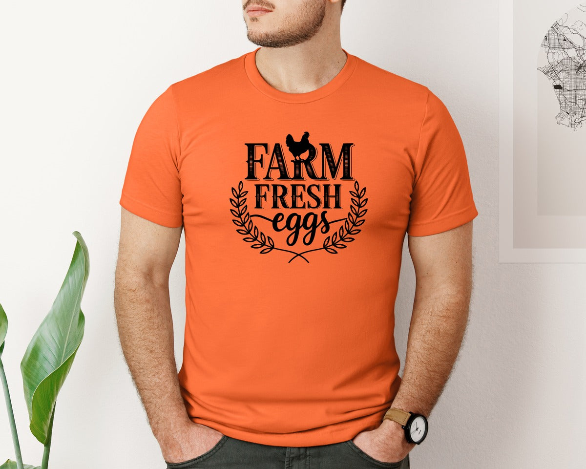 brand:Bella Canvas|color:Orange|Farm Fresh Eggs T Shirt Design Silhouet Graphic T-Shirt