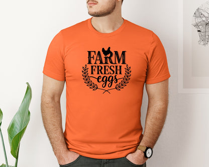 brand:Bella Canvas|color:Orange|Farm Fresh Eggs T Shirt Design Silhouet Graphic T-Shirt