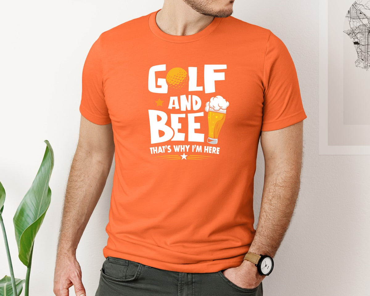 brand:Bella Canvas|color:Orange|Funny Golf Beer Lover T Shirt Desin Graphic T-Shirt