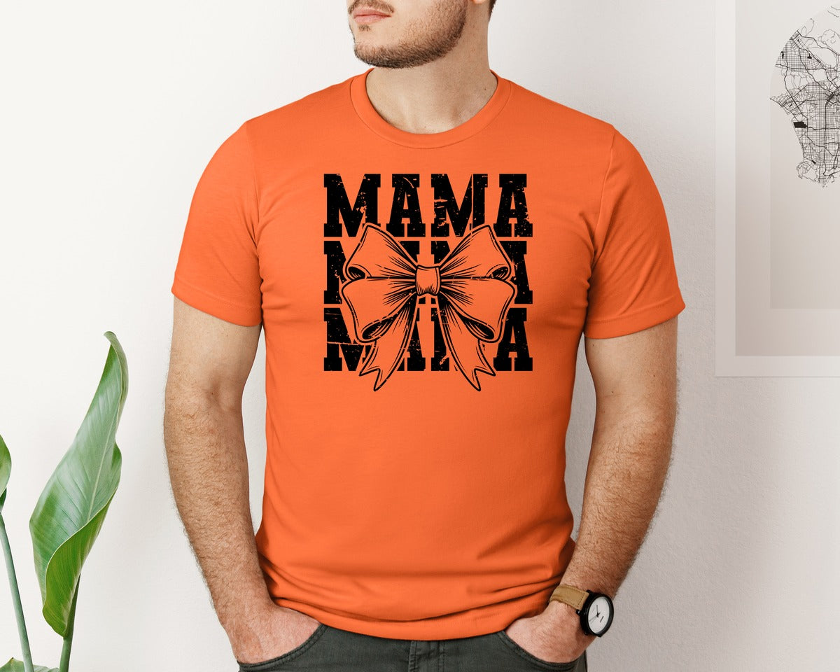 brand:Bella Canvas|color:Orange|Mama Mom Mama Coquette Graphic T-Shirt