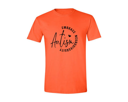 brand:Generic|color:Orange|Embrace Neurodiversity Autism Graphic T-Shirt