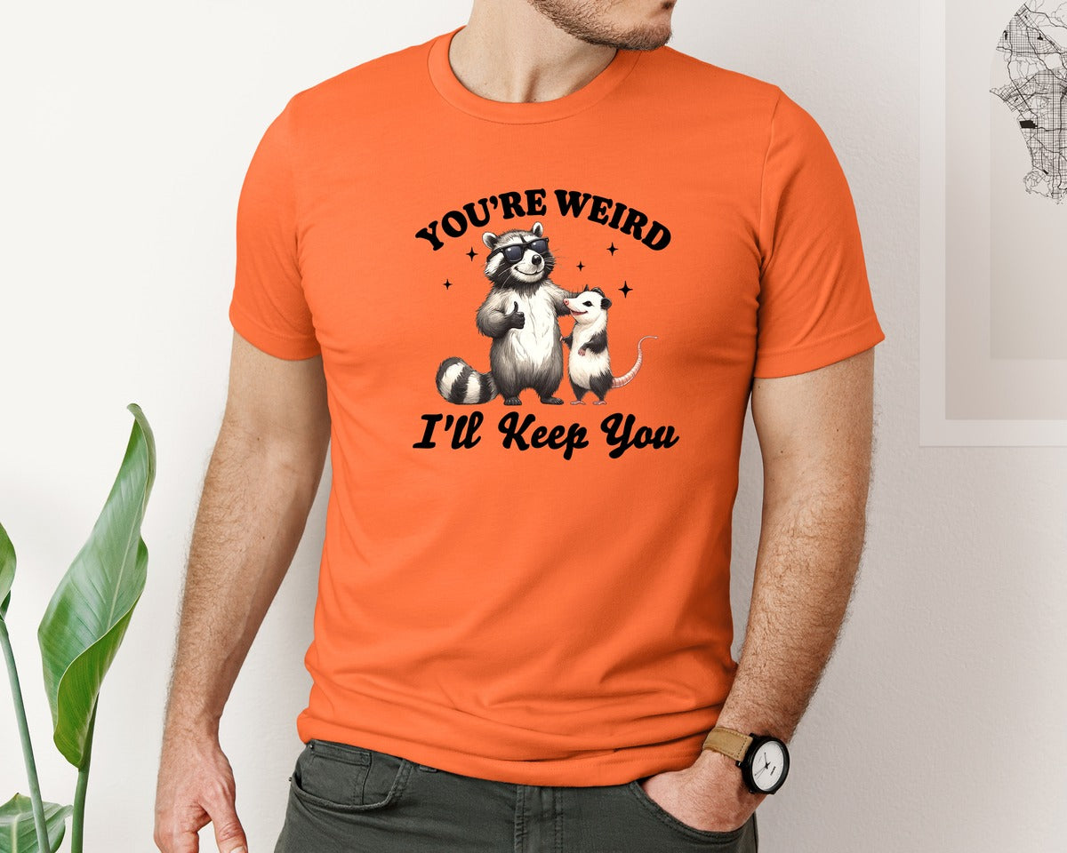 brand:Bella Canvas|color:Orange|Sarcastic Funny Raccoon Possum Weird Graphic T-Shirt