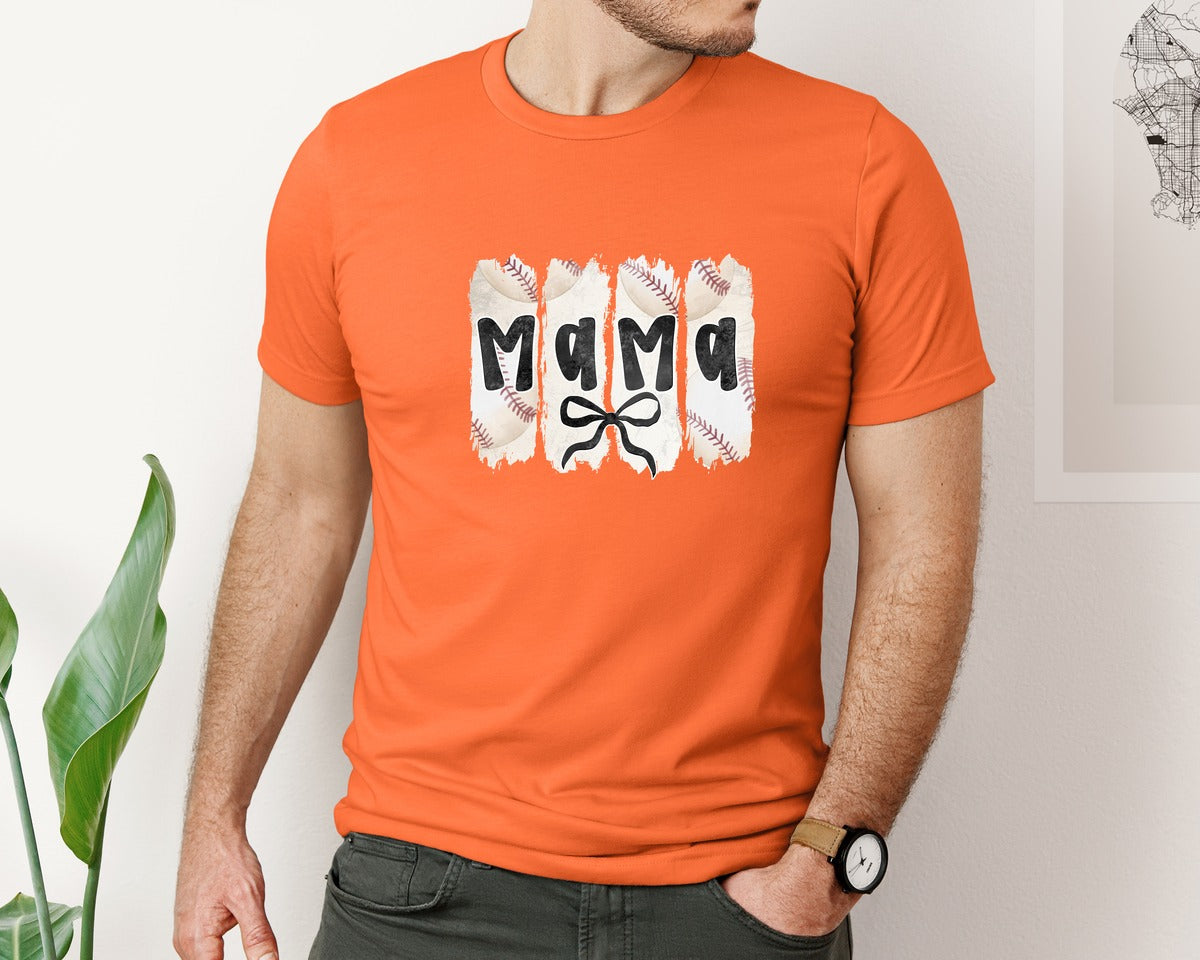 brand:Bella Canvas|color:Orange|Coquette Baseball Mama 2 Graphic T-Shirt