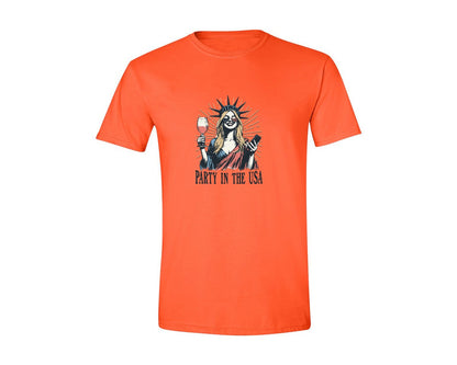 brand:Generic|color:Orange|Party In The Usa Statue Of Liberty Shirt Graphic T-Shirt
