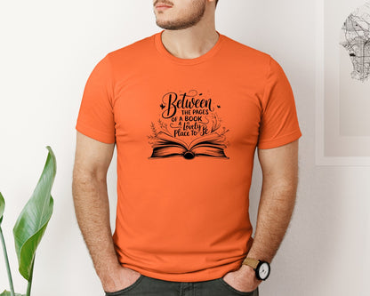brand:Bella Canvas|color:Orange|Between The Pages Of A Book Is A Lovely 24 Graphic T-Shirt