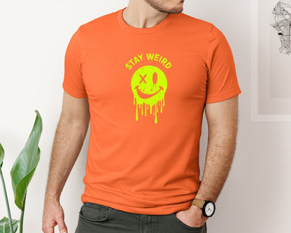 brand:Bella Canvas|color:Orange|Stay Weird Be Yourself Rebellious Spirit Graphic T-Shirt