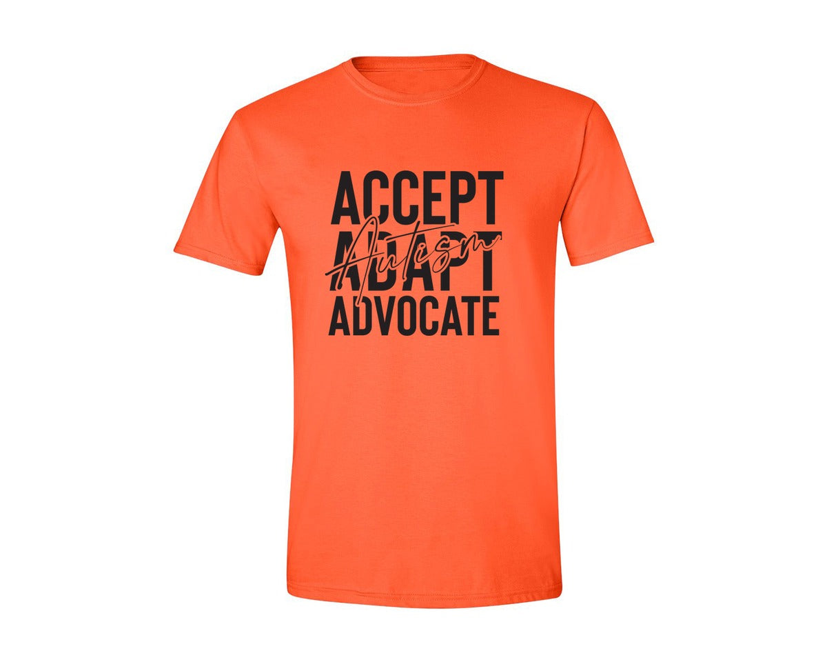 brand:Generic|color:Orange|Accept Adapt Advocate Autism Graphic T-Shirt