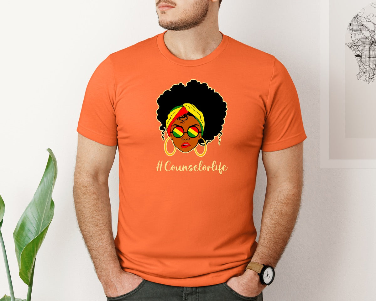 brand:Bella Canvas|color:Orange|Counselor Life Career T Shirt Graphic T-Shirt