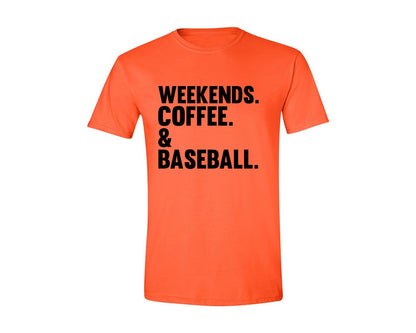 brand:Generic|color:Orange|Weekends Coffee Baseball Tshirt Design Graphic T-Shirt