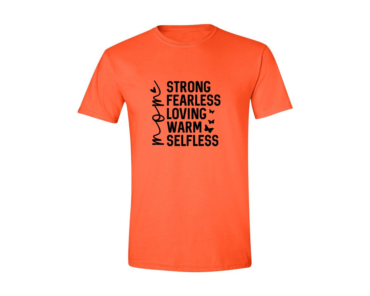 brand:Generic|color:Orange|Strong Fearless Loving Warm Selfless Graphic T-Shirt