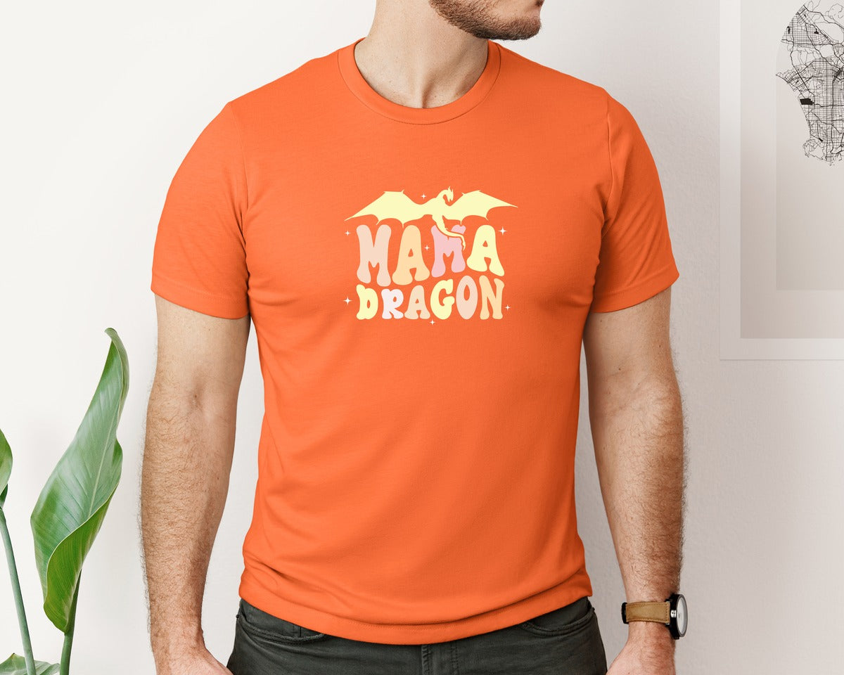 brand:Bella Canvas|color:Orange|Mama Dragons Mothers Day Design Graphic T-Shirt