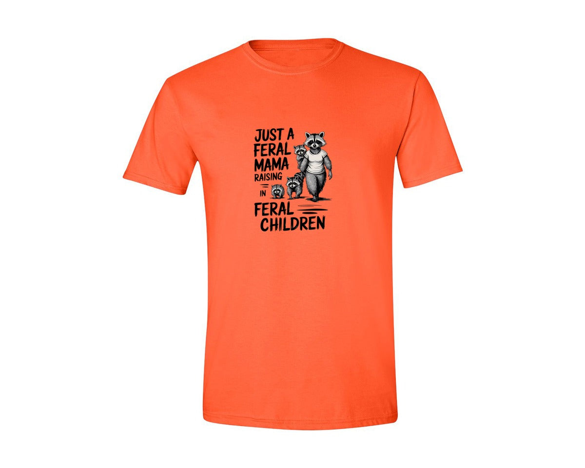 brand:Generic|color:Orange|Funny Mothers Day Raccoon Mama Tired Graphic T-Shirt