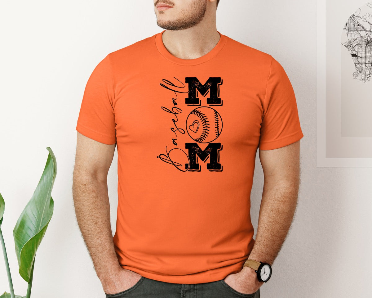 brand:Bella Canvas|color:Orange|Baseball Mama 16 Graphic T-Shirt