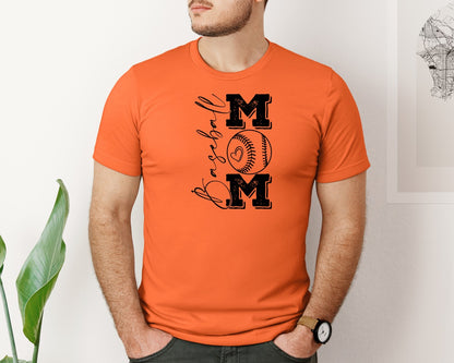 brand:Bella Canvas|color:Orange|Baseball Mama 16 Graphic T-Shirt