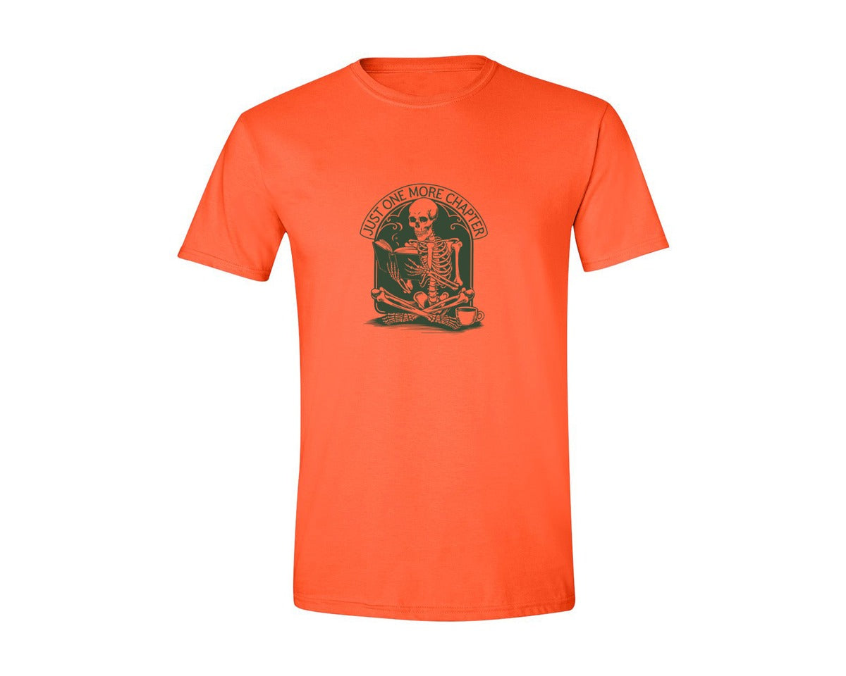 brand:Generic|color:Orange|Just One More Chapter Skeleton Coffee 2 Graphic T-Shirt