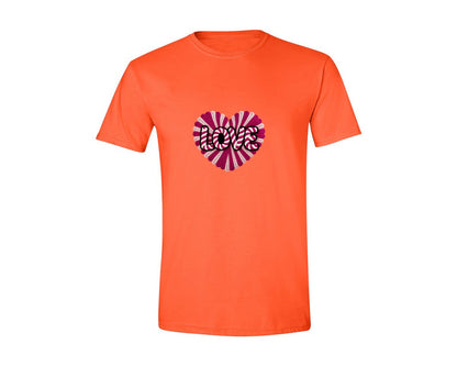 brand:Generic|color:Orange|Valentine Faux Yarn Crochet Heart 2 Graphic T-Shirt