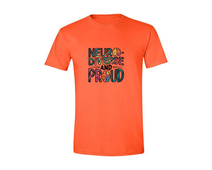 brand:Generic|color:Orange|Neuro Diverse And Proud Autism Shirt Graphic T-Shirt
