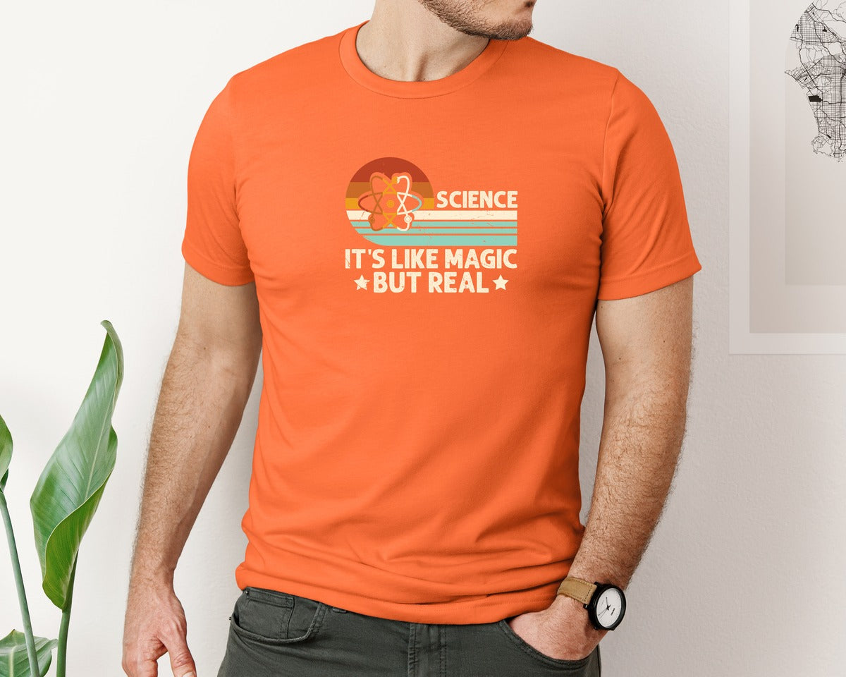 brand:Bella Canvas|color:Orange|Science Its Like Magic But Real T Shirt 2 Graphic T-Shirt