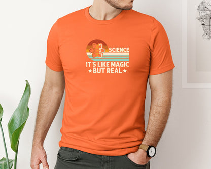 brand:Bella Canvas|color:Orange|Science Its Like Magic But Real T Shirt 2 Graphic T-Shirt