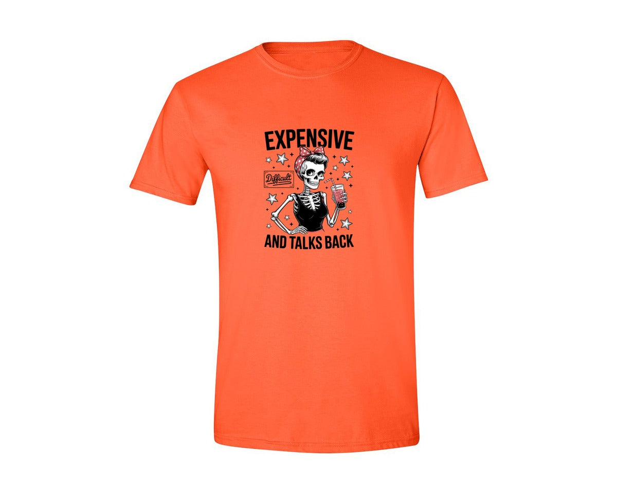 brand:Generic|color:Orange|Expensive Difficult And Talks Back 17 Graphic T-Shirt