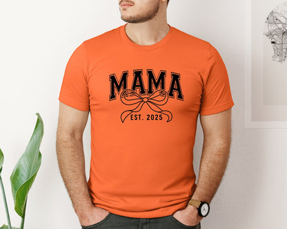 brand:Bella Canvas|color:Orange|Mama Bow Varsity Graphic T-Shirt