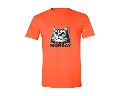 brand:Generic|color:Orange|Tomorrow Is Monday Lazy Cat Shirt Graphic T-Shirt