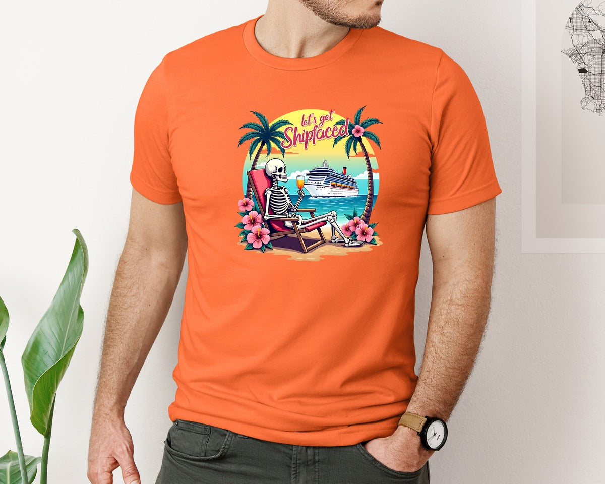 brand:Bella Canvas|color:Orange|Cruise Lets Get Shipfaced Graphic T-Shirt
