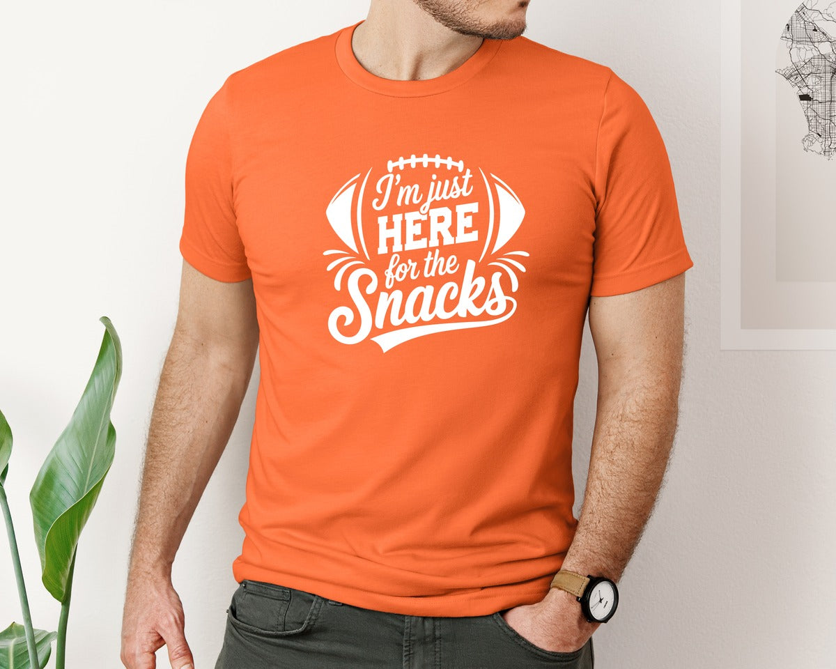 brand:Bella Canvas|color:Orange|Im Just Here For The Snacks Graphic T-Shirt