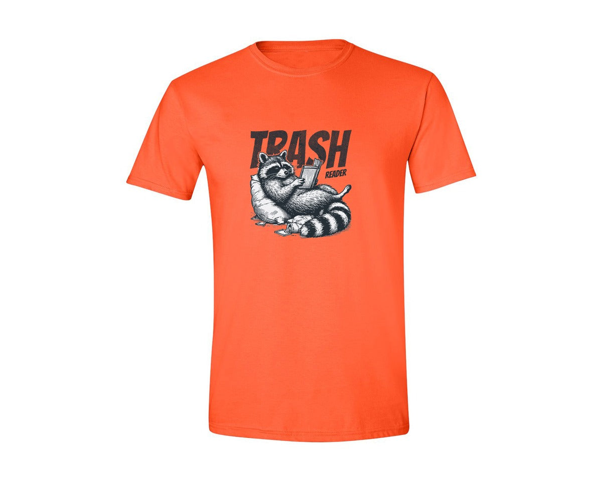 brand:Generic|color:Orange|Raccoon Reading Shirt Trash Reader Graphic T-Shirt
