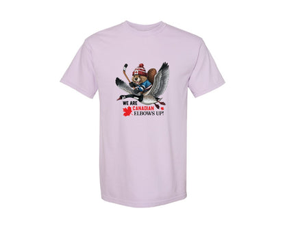 brand:Comfort Colors|color:Orchid|We Are Canada Elbows Up 2 Graphic T-Shirt