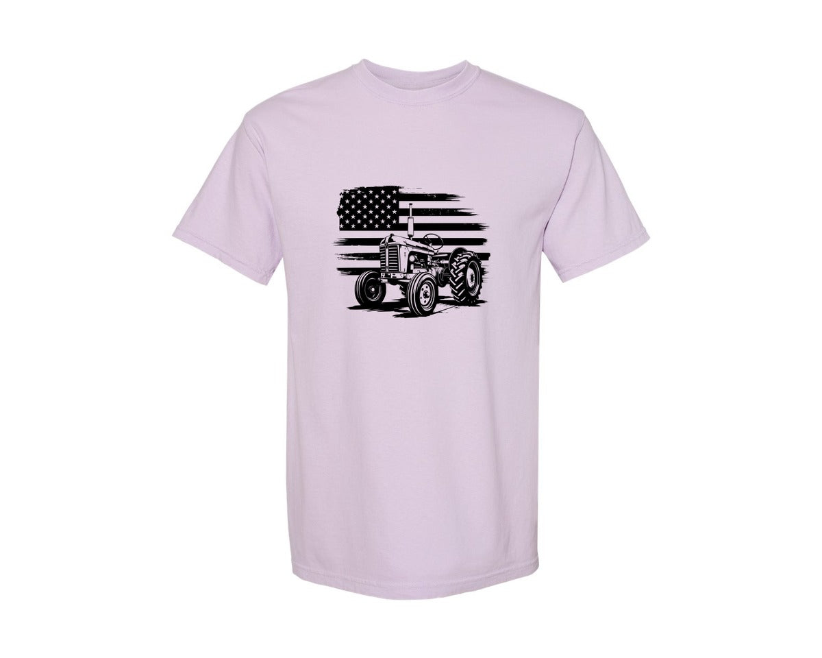 brand:Comfort Colors|color:Orchid|Tractor Flag Vector T Shirt Design Graphic T-Shirt