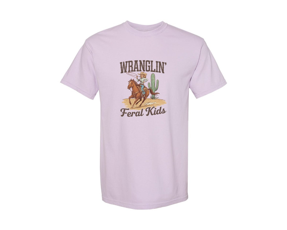 brand:Comfort Colors|color:Orchid|Wranglin Feral Kids Western Mothers Day 3 Graphic T-Shirt