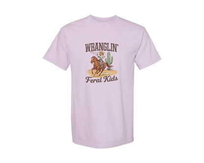 brand:Comfort Colors|color:Orchid|Wranglin Feral Kids Western Mothers Day 3 Graphic T-Shirt